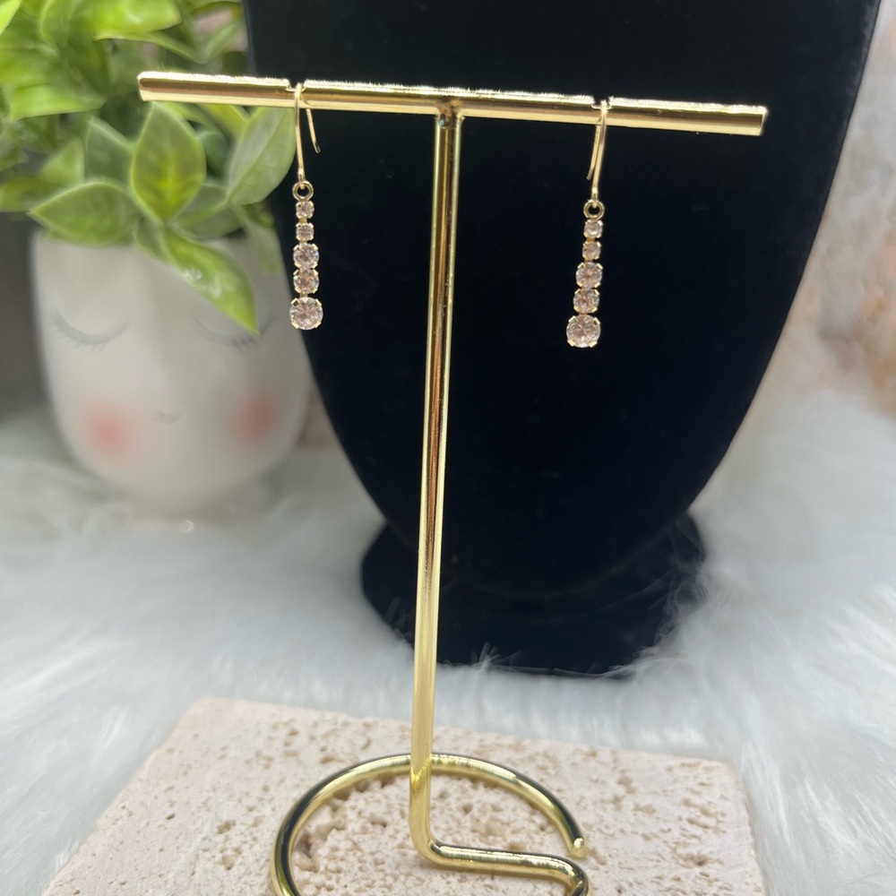 14k Yellow Gold Cubic Zirconia Dangle Earrings